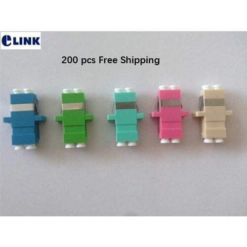 200pcs LC fiber adapter duplex blue gray green aqua Pink SM MM OM3 OM4 APC LC DX optical connector ftth coupler two part 0.2dB