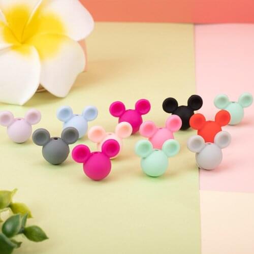 Sunrony 30pcs Baby Teething Beads Food Grade Cartoon Mouse Shape Beads For Necklaces BPA Free Baby Teether Toy Nursing