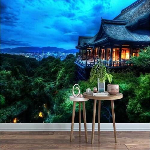 Beibehang Custom 3D Mural Wallpaper Beautiful Forest Japanese Building Landscape Evening Evening Wall HD Wallpaper Painting