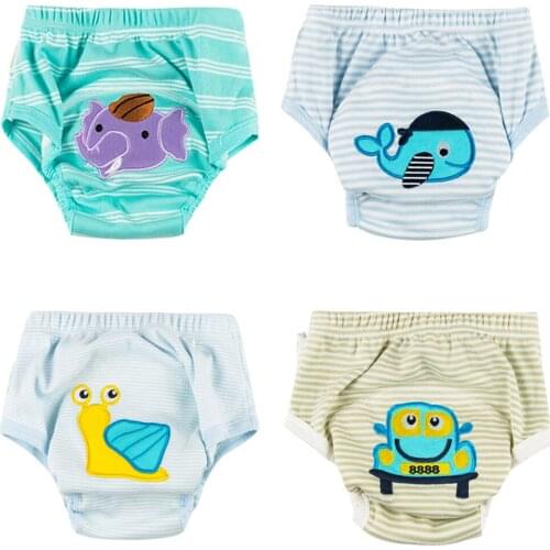 [ 4pcs /Pack] Baby Training Pants 100% Cotton Potty Training Pants Baby Underwears Boy Girl Models Kids Pants Toddler Training