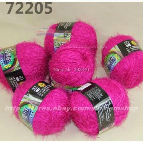 6 Skeins X 50g soft Eyelash hand-woven Knitting Yarn hot pink 722-05