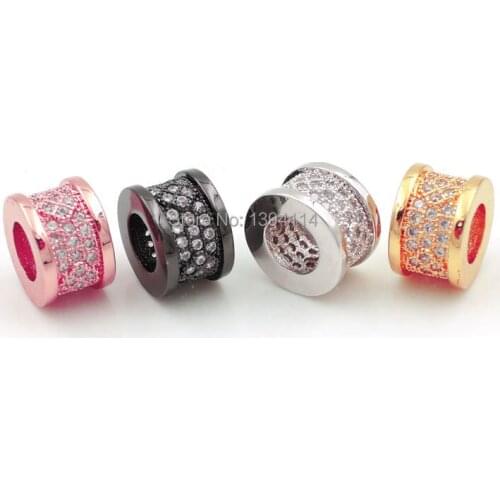 7*10*10m Micro Pave Clear CZ Cylinder Spacer Beads Fit For Making DIY Bracelets Or Necklaces Jewelry
