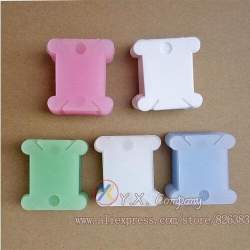 Free shipping 100 pieces Plastic Embroidery Floss & Craft Thread Bobbins for Storage Holder Cross Stitch Sewing, 5 colors