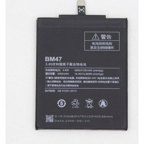 BM47 Replacement Battery For Xiaomi Redmi 3 3S 3X 4X Redmi3 Pro Hongmi Redrice 3 3s BM47 Mobile Phone Battery 4100mAh with Tools