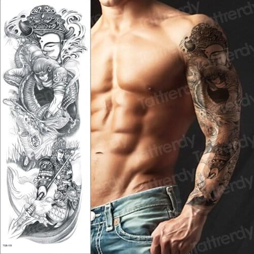 Large temporary tattoos waterproof black sketches tattoo designs men tribal fake stickers body art arm shoulder tatoo fake water