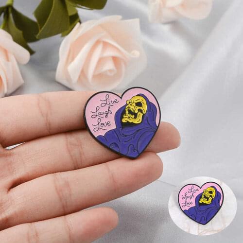 Heart Pins Brooches Ornamental Enamel Badges Charming Skeleton Lapel Skeletor Pin