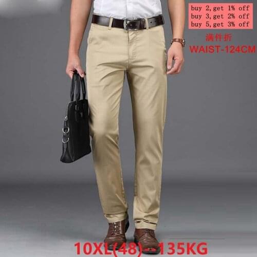 Summer Mens Smart Casual Pants XL Large Size 7XL 8XL 9XL 10XL Pants 44 46 48 Elastic Stretch Pants Straight Khaki