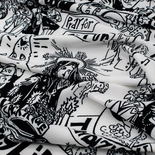 Cartoon Characters Digital Stretch Mess Fabric For Dress Tissus Au MÈTre Telas Por Metro Ткань Для Шитья Tissu Tela Sewing DIY