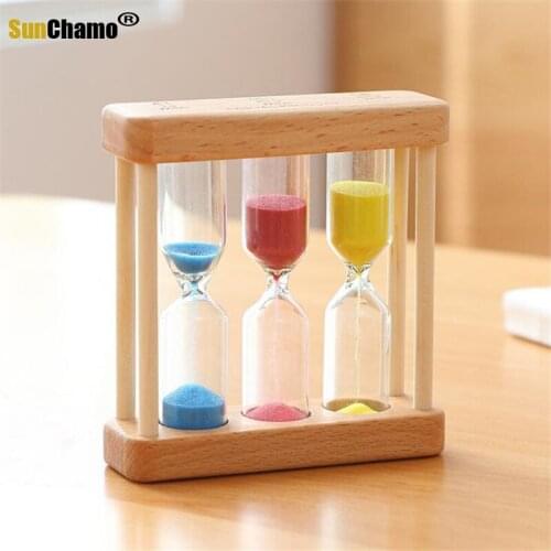 Wood Children Brush Teeth Hourglass Timer 1/3/5 Minutes Time Funnel Mini Fall Prevention Creative Sand Hourglass Home Decoration