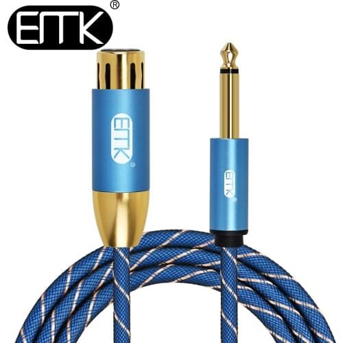 EMK 3-pin XLR-F(Female) to Mono 6.35mm Audio cable Microphone TS (1/4") Cable Male to Female 0.5m 1m 3m 5m for Mixer Amplifiers