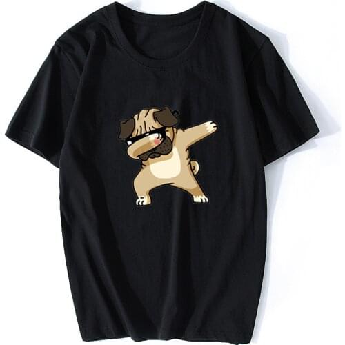 T-Shirts Funny Dabbing White Black Dog Funny T Shirts Teenage Slim Fit Short Sleeve Tee Shirts Printed