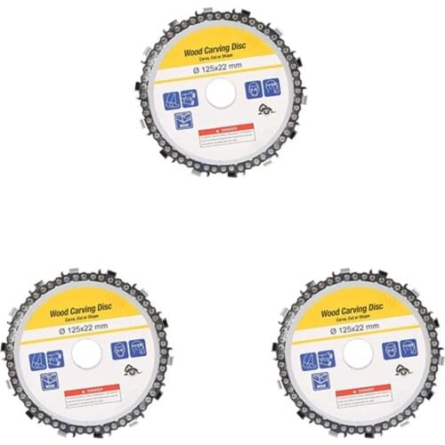 HLZS-3Pcs 5 Inch 14 Tooth Grinder Chainsaw Disc for Cutting Wood Saw Blade Chain Circular 125X22mm