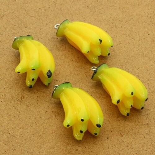 Simulation Banana Resin Food Charms 6pcs Funny Earrings Necklace Keychain Pendants Handmade Diy For Jewelry Make Accessory