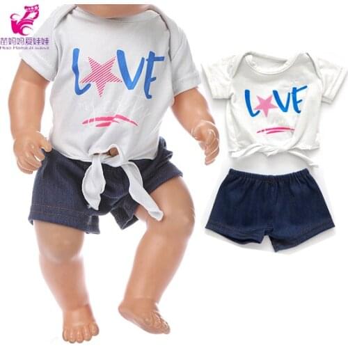 43cm Baby new born Doll summer shirt denim short pants for baby dolls clothes 18 Inch American OG girl Dolls Coat