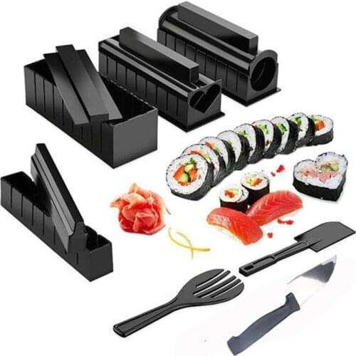 HOT Sushi Accessories Set 11 Piece Plastic Maker Tool 8 Rice Roll Mold DIY Kit Making Kitchen Supplies Bento Gadget Onigiri