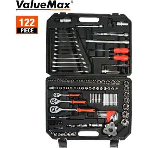 ValueMax 122PC Hand Tool Sets Car Repair Tool Kit Set Workshop Mechanical Tools Box for Home Socket Set Wrench Screwdriver Kit
