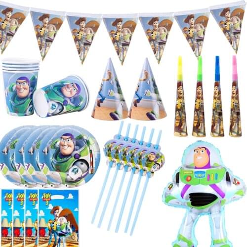 Disney Newest Toy Story 4 Cartoon Theme Kids Birthday Party Supplies Disposable Tableware Baby Shower Decoration Sets Paper Cup