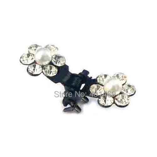 Wholesale crystals flower black metal hair claw clip ornament fashion headwear jewelry accessories 12pcs lot