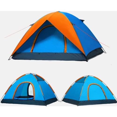 Backpacking Camping Tent, Lightweight 3-4 Persons Tent Double Layer Waterproof Portable Aluminum Poles Travel Tents Green Color