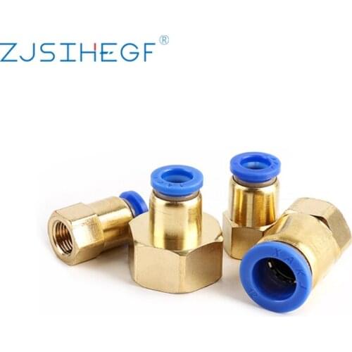1PCS 1/8"1/4"3/8"1/2" Pneumatic Quick Connector PCF Fitting Female Thread Brass OD 4/6/8/10/12 MM Hose Tube
