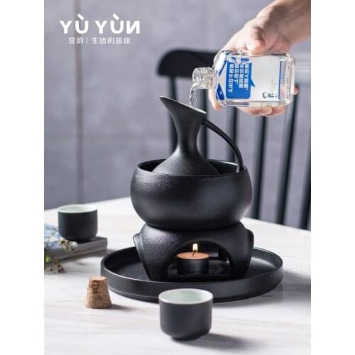 Wine warmer white yellow rice wine pot cup tray set Chinese style household wine heater boiling pot antique wineware