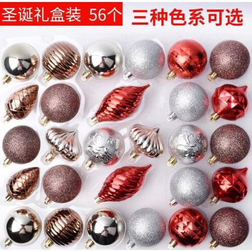 Christmas decorations scene decoration gift Christmas tree pendant ornaments 56 pieces of Christmas ball pendant holiday