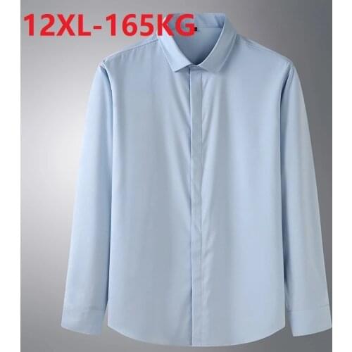 High quality autumn 10XL 12XL 11XL Large Size Men Shirt long Sleeved purple Black Business formal Mens oversize office Shirt 60