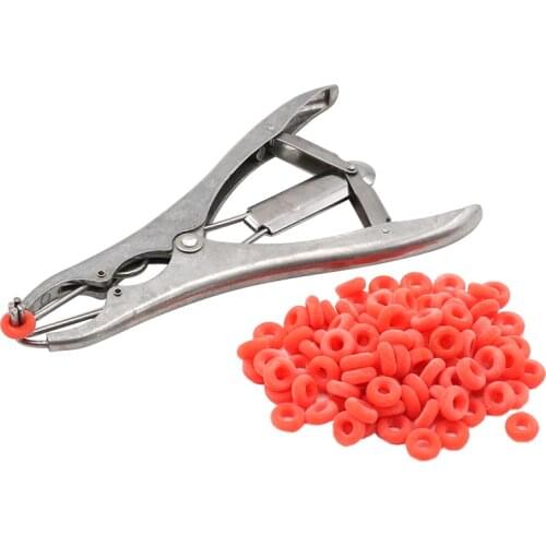 Pig Tail Castration Forceps With High elastic tendon rubber Castration Rings Piglet Cutting Tail Docking Clamp Farm Animal Tool