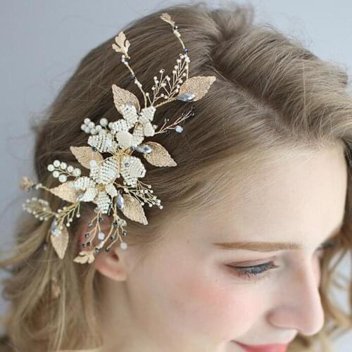 Floralbride Handmade Alloy Crystal Rhinestone Pearls Wedding Hair Clip Barrettes Bridal Headpiece Hair accessories Women Jewelry