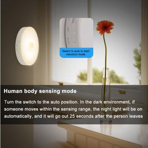 Motion Sensor LED Night Light Built In USB Rechargeable Battery Auto On/Off For Bedroom Stairs Cabinet Wireless Sensor Wall Lamp