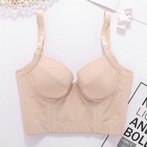 Summer 2021 Short Sexy Top Female Crop Top Women Harajuku Backless Solid Cami Top With Built In Pointed Cup Bra Push Up Bralette