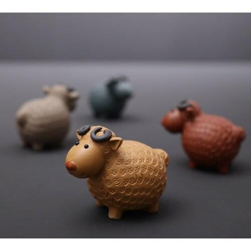 Yixing Purplue Sand Tea Pet Sheep Chinese Zodiac Sign of Sheep Lucky Money Sheep Tea Table Decoration Tea Set Tea Accessories