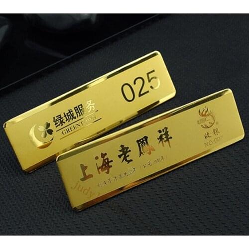 10pcs/one design CUSTOMIZED Business Name Tag ID Badge Personalized Laser Engraved Magnetic Name Badge