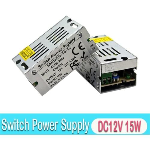 DC 12V Power Supply Switching 1.25A 15W Lighting Transformers 100-240v AC DC12V Driver SMPS For LED Light CCTV AV TV