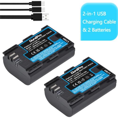 DuraPro 7.4V 2800mAH LP-E6 LP-E6N Camera Battery With USB Port for Canon EOS 5DS 5D Mark II Mark III 6D 7D 60D 60Da 70D 80D