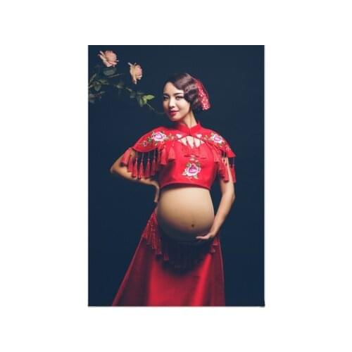 Maternity Dresses Maternity Photography Props Plus Size Dress Elegant Fancy Cotton Pregnancy Photo Shoot Women Long Dress