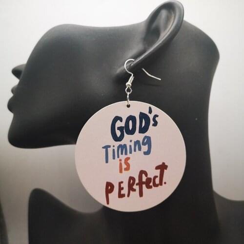 Free Shipping!Gods timing is perfect Wooden Earrings