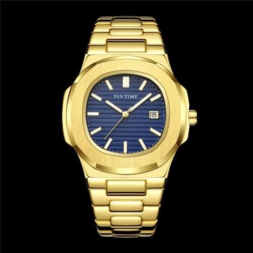 Top Brand Luxury Men Quartz Watch Waterproof Classic Business Gold Wristwatch Stainless Steel Strap Pilot Watches for Men Reloj