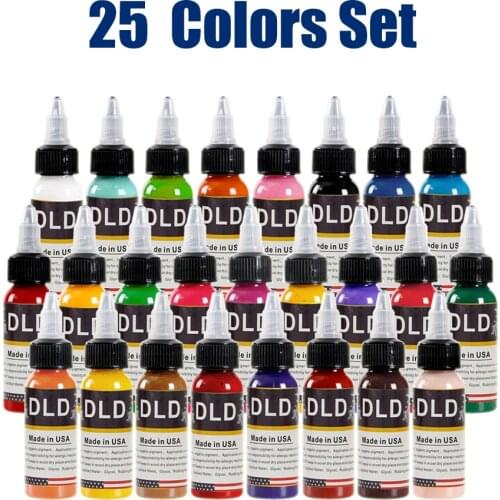DLD 15ml/Bottle 25 Colors Tattoo Ink For Body Art Professional Permanent Micropigmentation Pigment Tattoo Ink Set Supplies