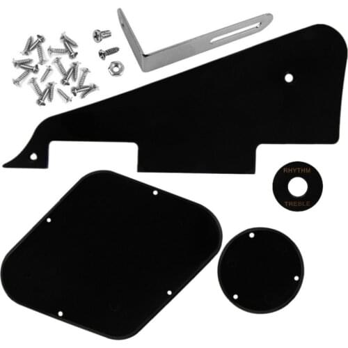 FLEOR Set of 1Ply Black Guitar Pickguard /Cavity /Switch Covers/Pickup Selector Plate /Bracket/Screws for LP Guitar Parts