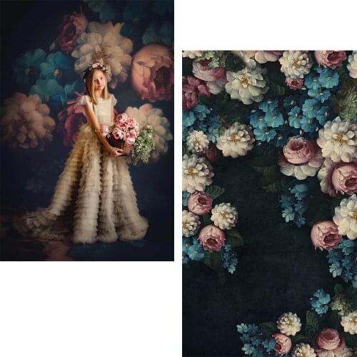 Mehofond Painting Flower Photo Background Blue Floral Baby Shower Photography Backdrops Studio Wedding Portrait Photophone Props