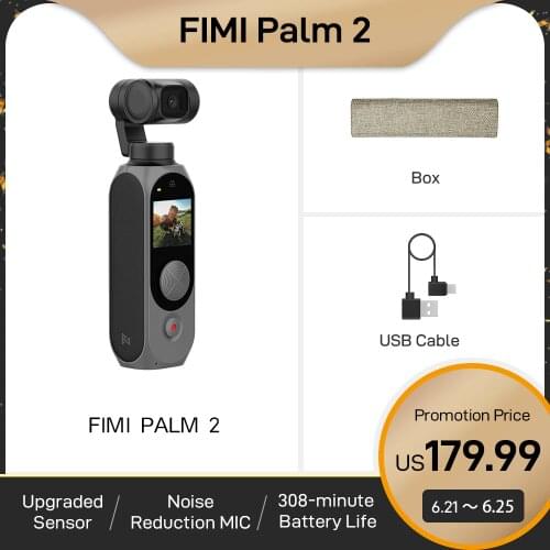 FIMI PALM 2 Gimbal Camera palm2 FPV 4K 100Mbps WiFi Stabilizer 308 min Noise Reduction MIC Face Detection Smart Track In stock