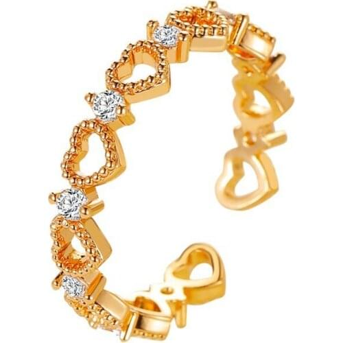 Korean Hollow Heart-shaped Rings for Women Cute Love Sweet Gold Silver Color Wide Ring Fashion Wedding Jewelry Gift