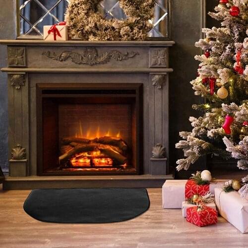Fire Pit Mat Fireproof Blanket Half Hearth Fireplace Area Rug Polyester Trim Non Slip Mat Protects Floors From Sparks