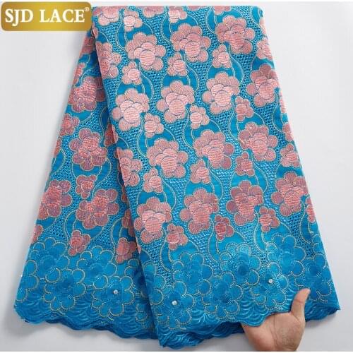 SJD LACE African Lace Fabric High Quality Swiss Voile Lace In Switzerland Dry Cotton 5Yards Garment Materials For Wedding A2421