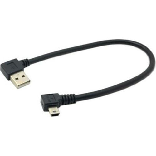 Mini USB 5Pin 90 Degree Left Angled Male to Left USB 2.0 Male Data Charge Cable 20cm