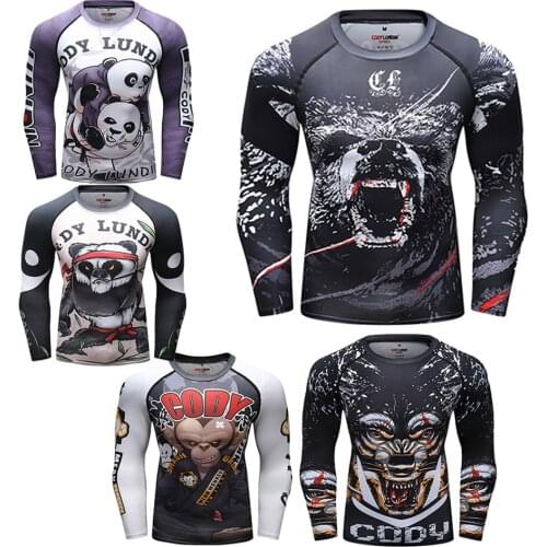 Mma t shirts Men Rashguard jiu jitsu bjj Muay Thai T shirt Long Sleeve Boxing Gym Clothes Sport Sweater Rashguard Boxing Jerseys