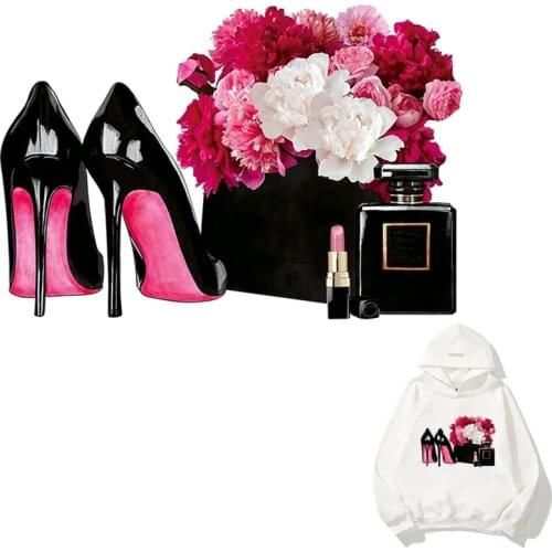 Fashion High Heels Iron-On Transfer For Clothing DIY Washable T-Shirt Heat Transfer Thermal Sticker Exquisite Patches On Clothes