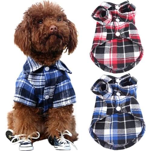 Pet Dog Clothes for Dog Soft Summer Plaid Dog Vest Clothes For Small Dogs Chihuahua Cotton Puppy Shirts T shirt Cat Vests