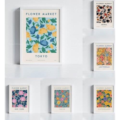 Flower market posters, Tokyo flower posters, printable modern art family artwork printing